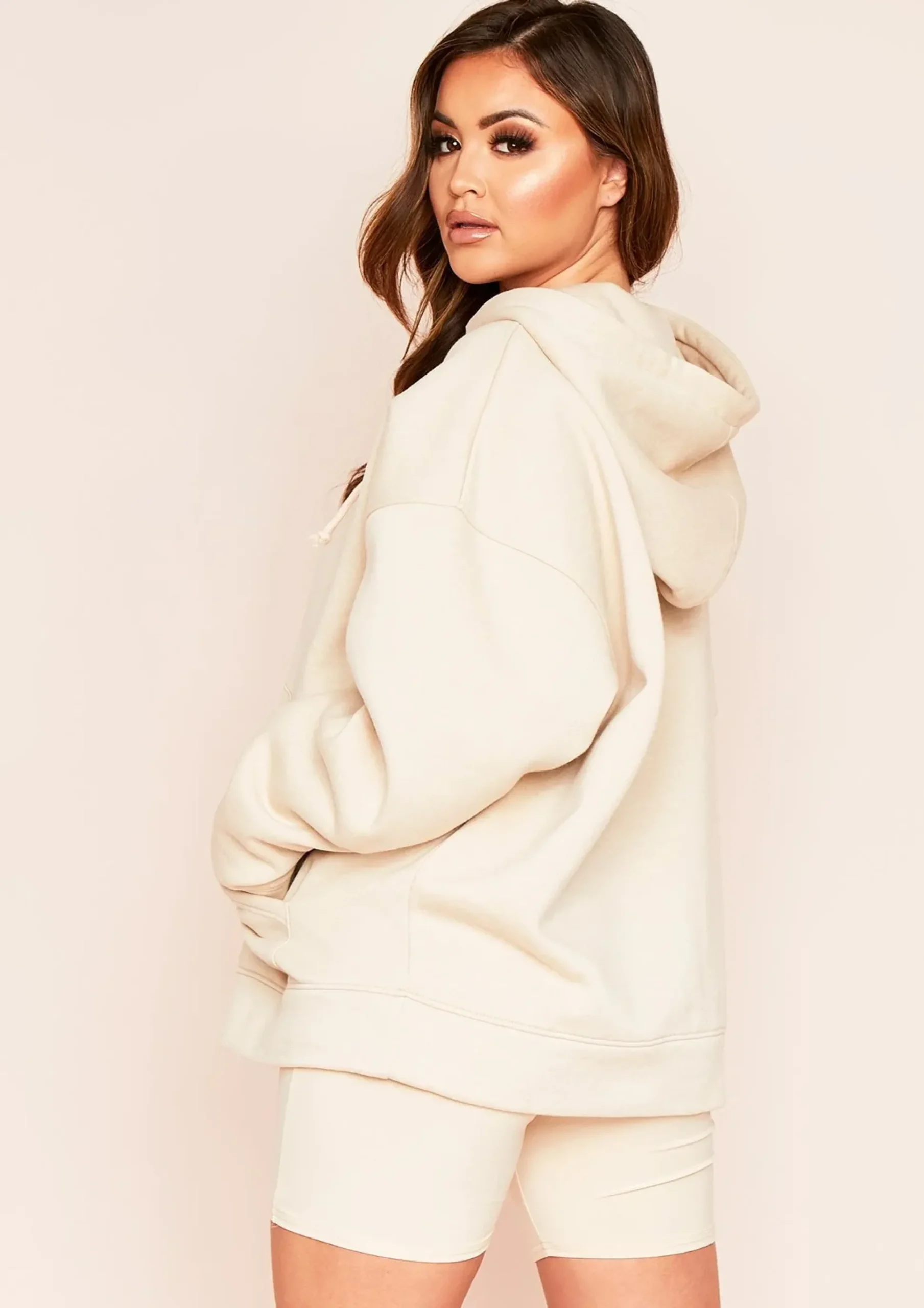 Ellie Cream Oversized So Real Slogan Drawstring Hoodie^Missy Empire Clearance