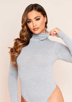 Elli Grey Basic Jersey Roll Neck Bodysuit^Missy Empire Clearance