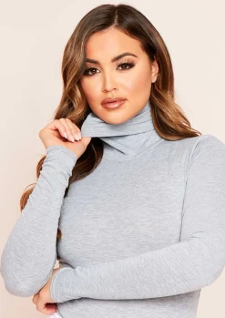 Elli Grey Basic Jersey Roll Neck Bodysuit^Missy Empire Clearance