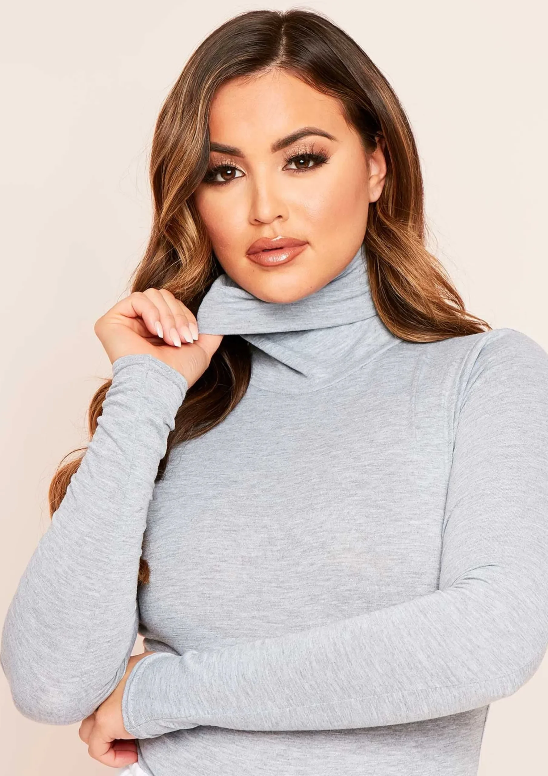 Elli Grey Basic Jersey Roll Neck Bodysuit^Missy Empire Clearance