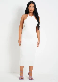 Discount Eloise Cream Double Layer Slinky Tie Back Midi Dress Women Dresses