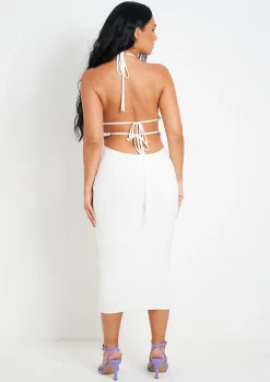 Discount Eloise Cream Double Layer Slinky Tie Back Midi Dress Women Dresses