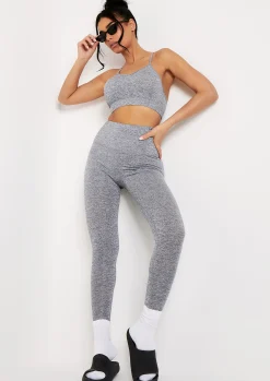 Sale Emerie Grey Crop Top And Leggings Gym Set Women Activewear