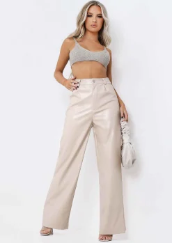 Store Emily Stone Pu Wide Leg Trousers Women Trousers