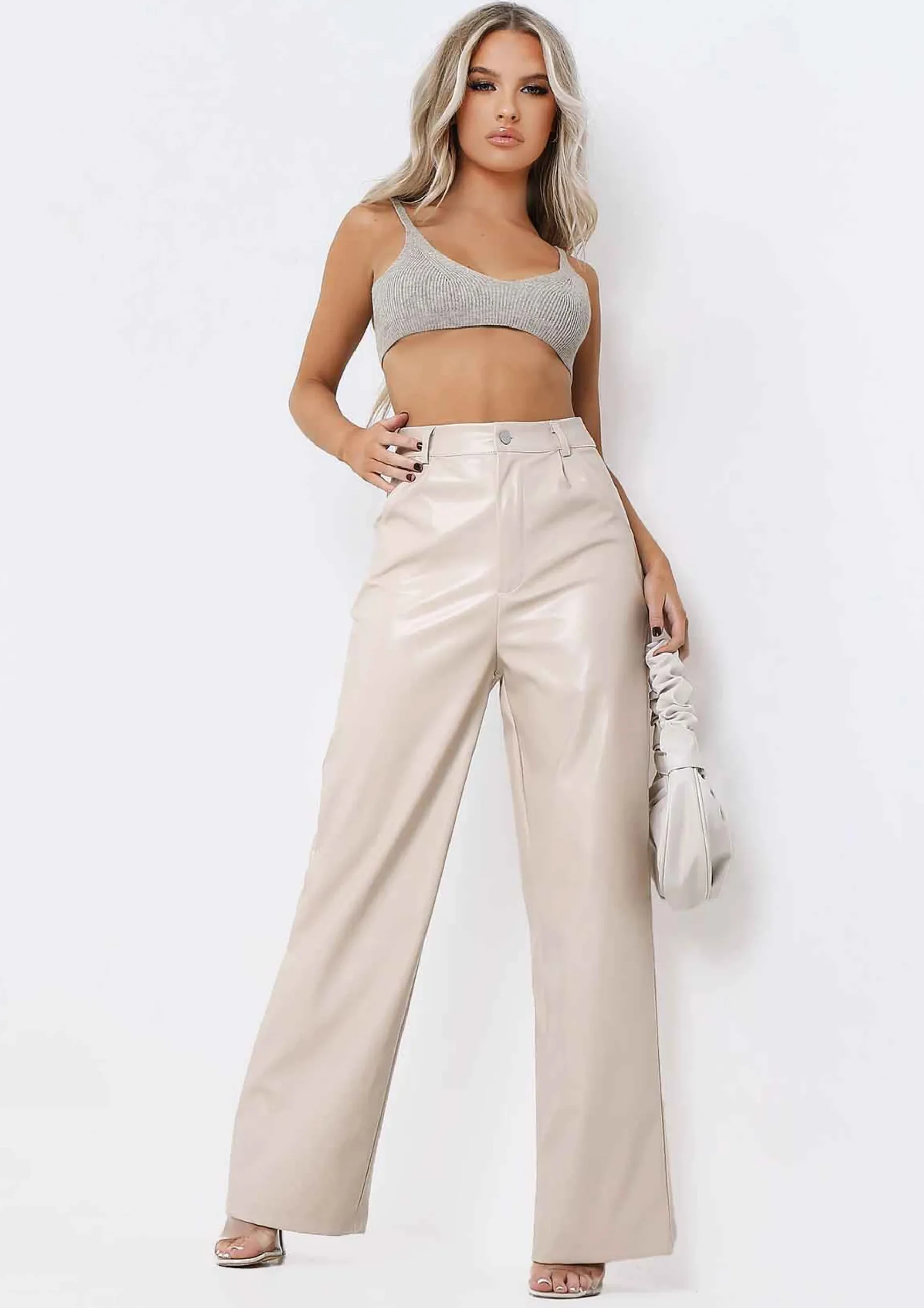 Store Emily Stone Pu Wide Leg Trousers Women Trousers