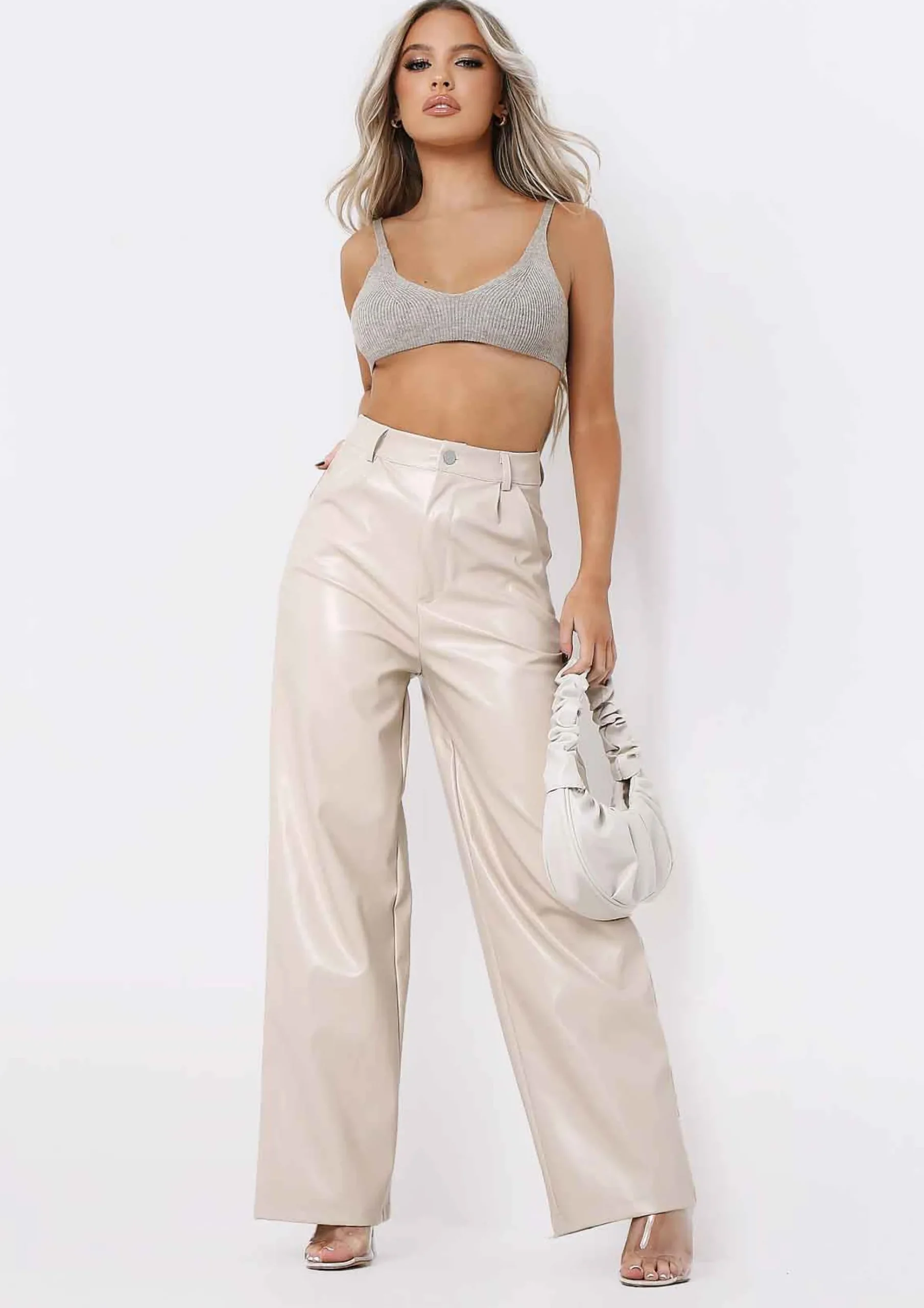 Store Emily Stone Pu Wide Leg Trousers Women Trousers