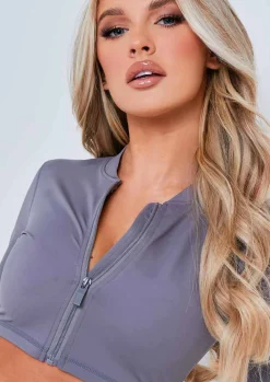 Online Emma Grey Zipper Gym Jacket Women Activewear