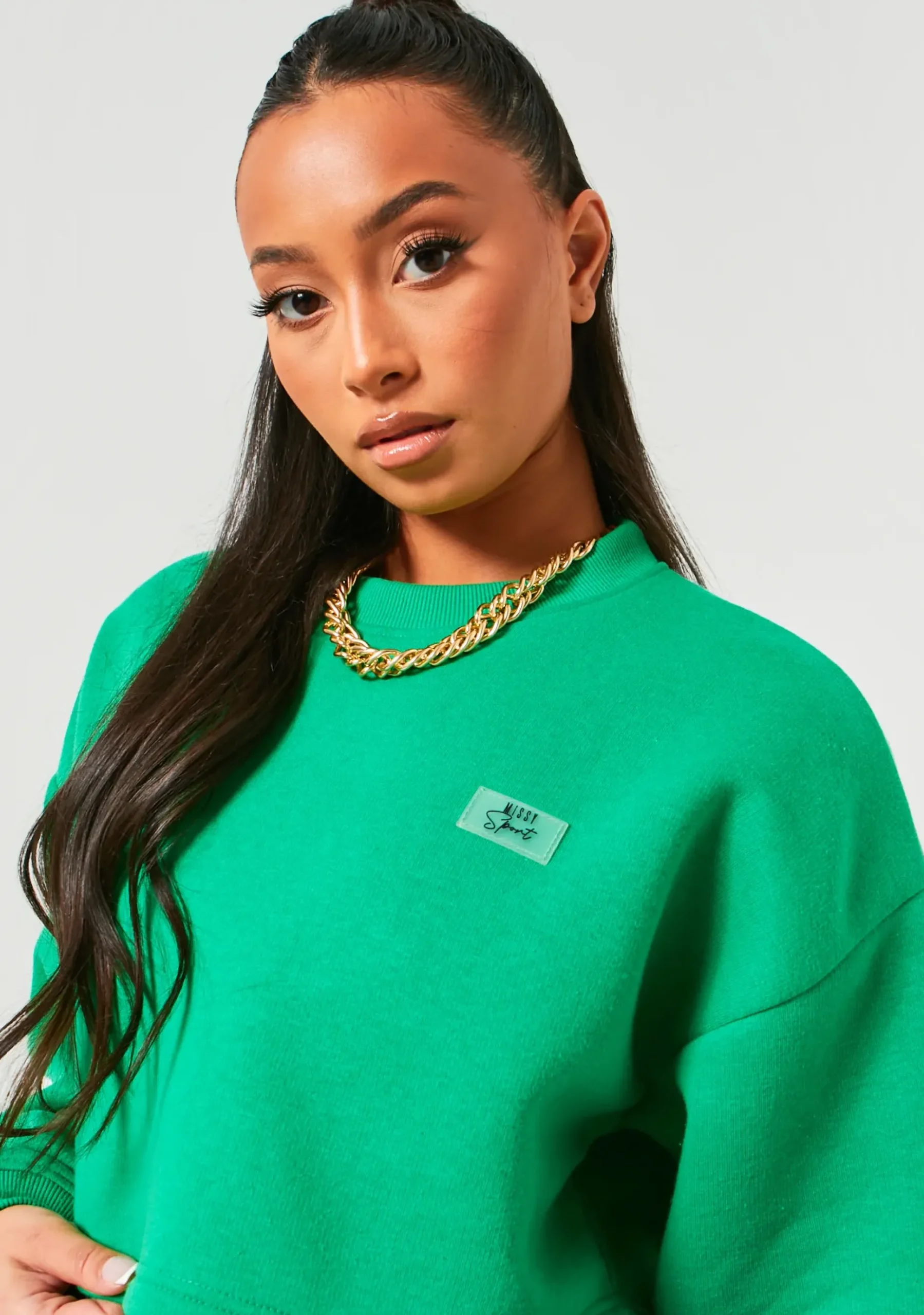Cheap Emmie Green Missy Sport Oversized Cropped Sweatshirt Women Loungewear