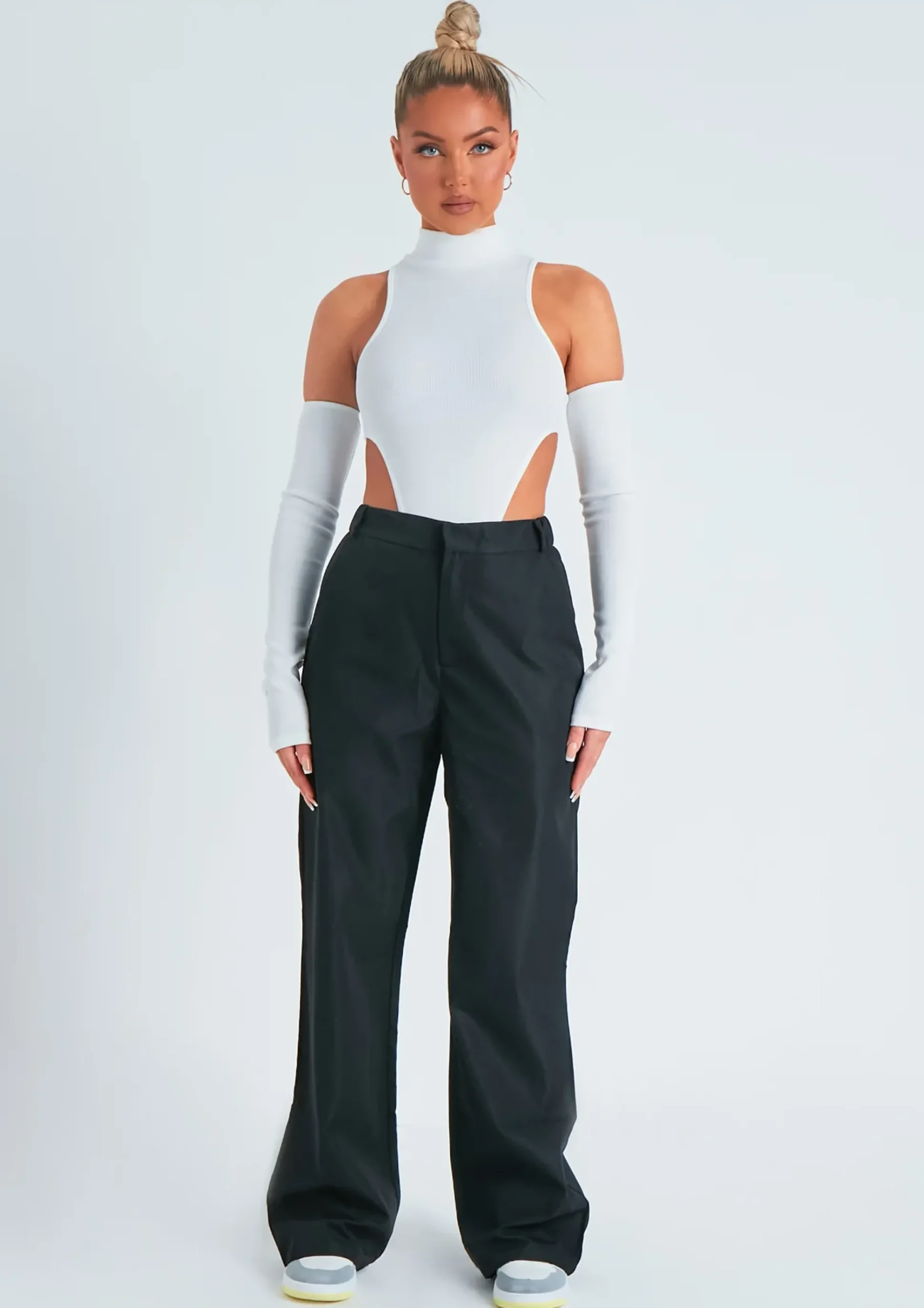 Online Emmy Black High Waisted Wide Leg Trousers Women Trousers