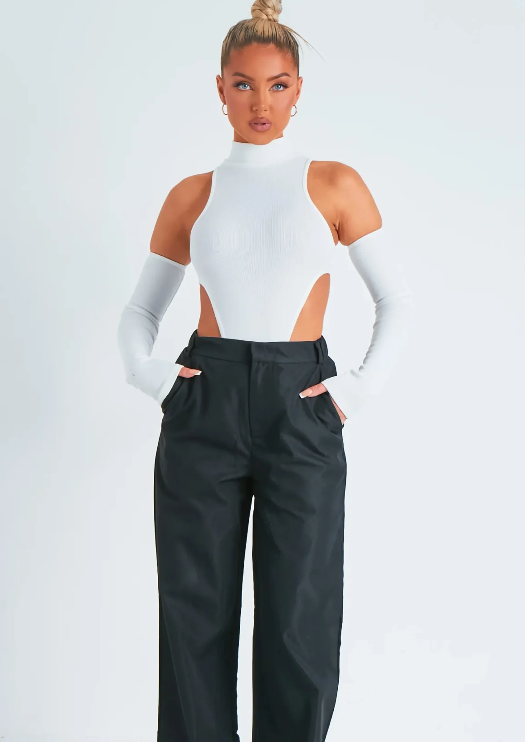 Online Emmy Black High Waisted Wide Leg Trousers Women Trousers