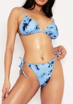 Emmy Blue Printed Triangle Bikini Set^Missy Empire New
