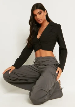 Erica Black Crop Blazer^Missy Empire Best