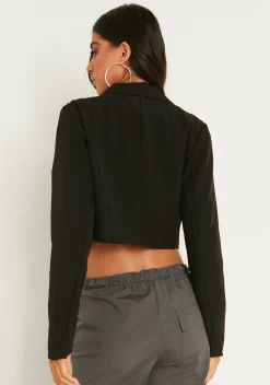 Erica Black Crop Blazer^Missy Empire Best