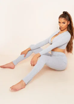Esme Grey Plunge Knot Crop Top^Missy Empire Fashion