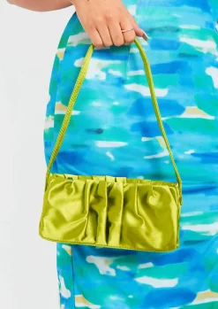 Cheap Estella Lime Ruched Handbag Women Bags & Purses