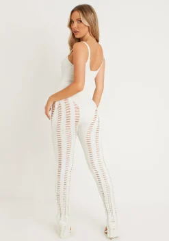 Flash Sale Eva Cream Laddered Knitted Seam Jumpsuit Women Jumpsuits & Playsuits