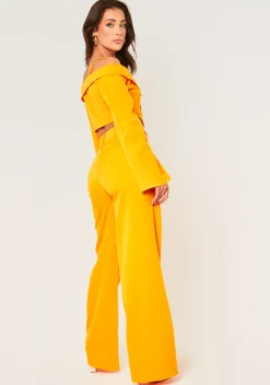 Best Evangelina Orange Fit And Flare Trousers Women Trousers