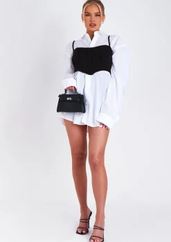 Eve Black Curved Hem Corset Crop Top^Missy Empire Shop