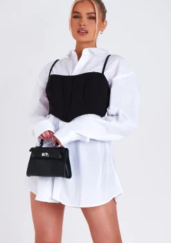 Eve Black Curved Hem Corset Crop Top^Missy Empire Shop