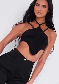 Evie Black Structured Corset Top^Missy Empire Cheap