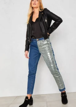Evy Blue Denim Sequin Leg Jeans^Missy Empire Best