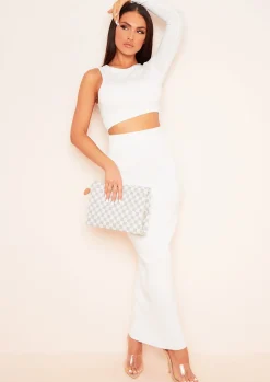 Farah Cream Double Thickness One Sleeve Racer Crop Top^Missy Empire Clearance