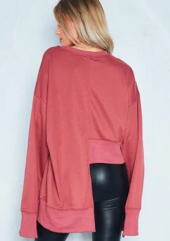 Fearne Rust Asymmetric Split Sleeve Jumper^Missy Empire Discount