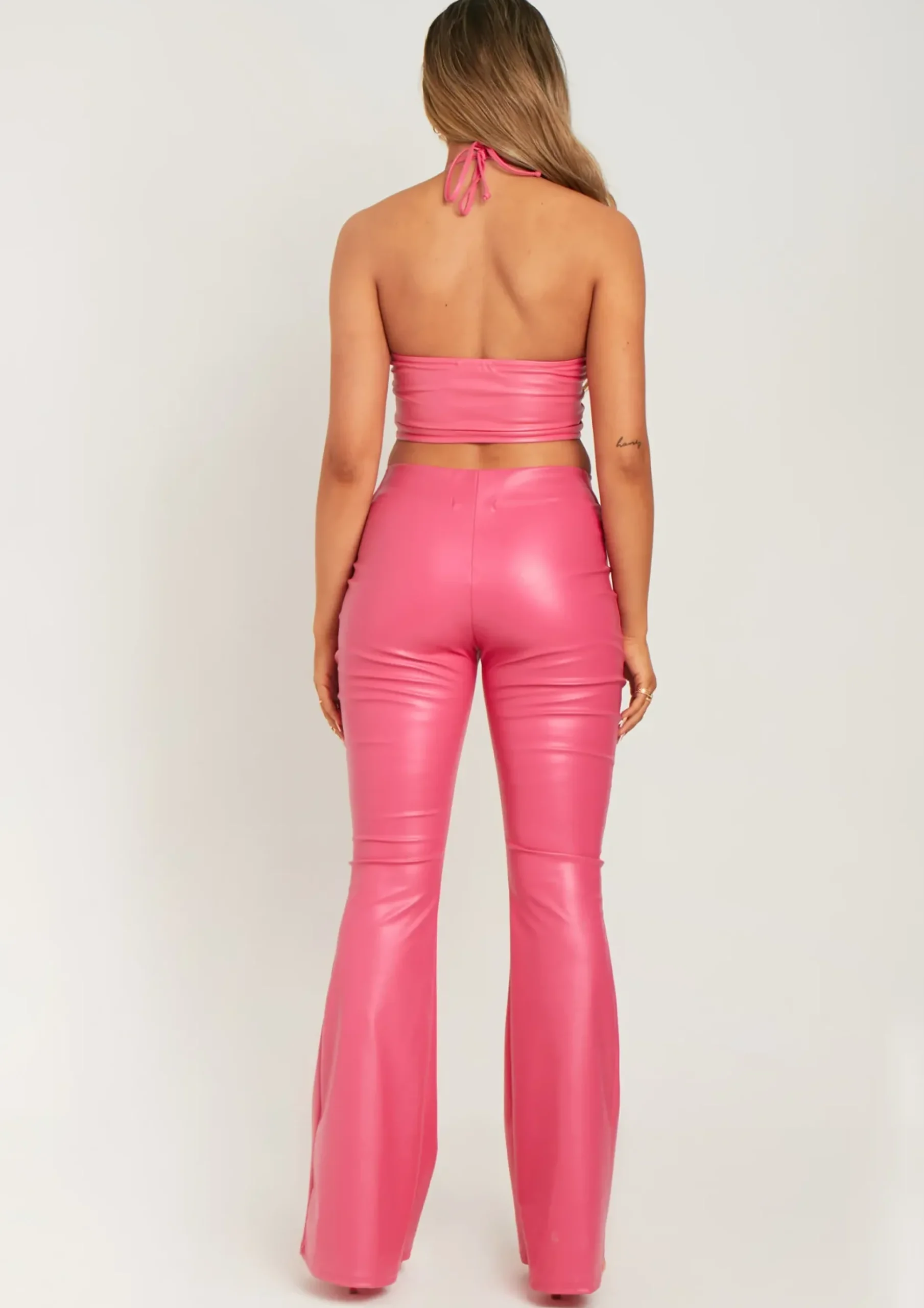 Store Felicity Pink Pu Flared Trousers Women Trousers