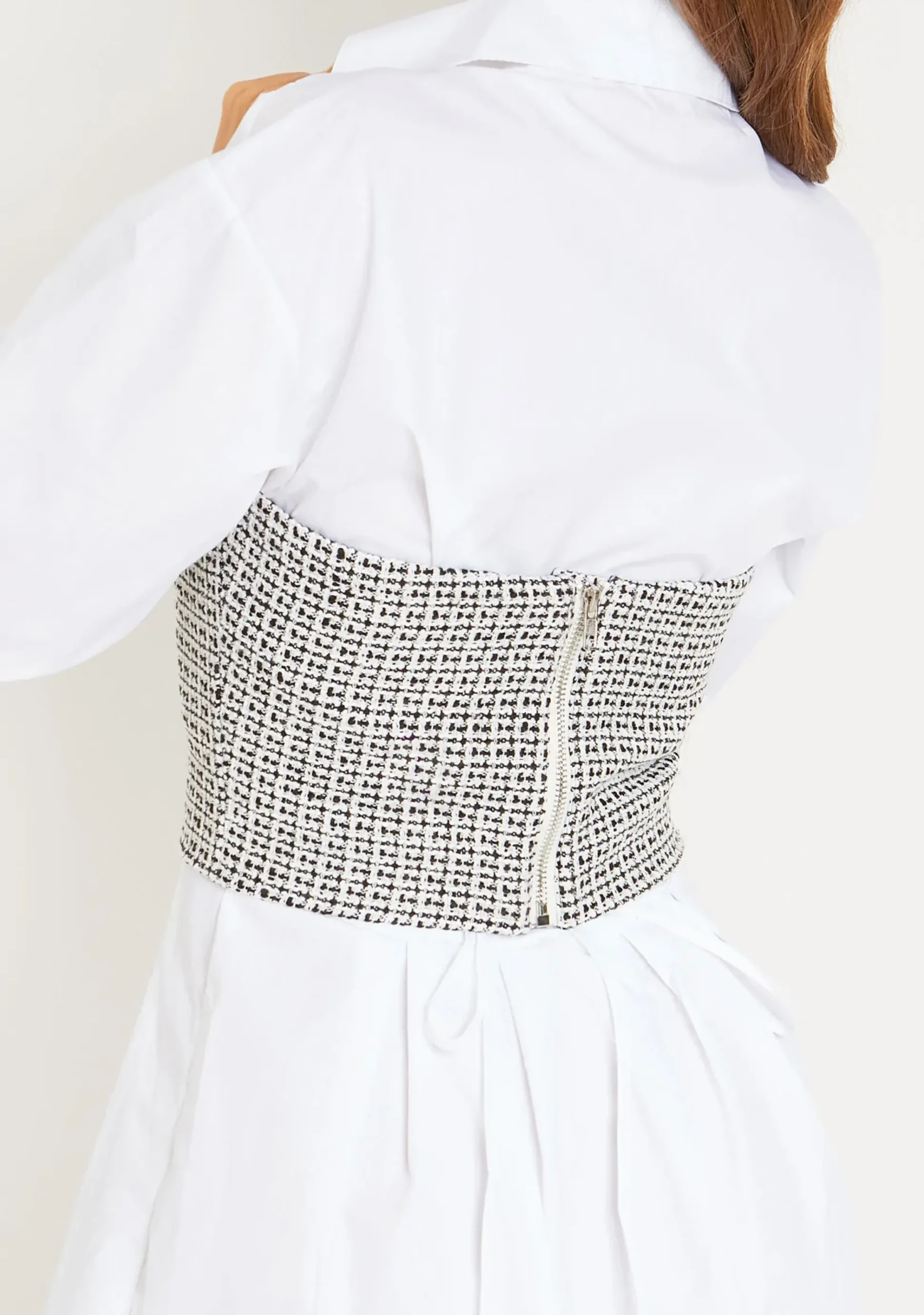 Felicity Black Tweed Tailored Bandeau Corset^Missy Empire Flash Sale