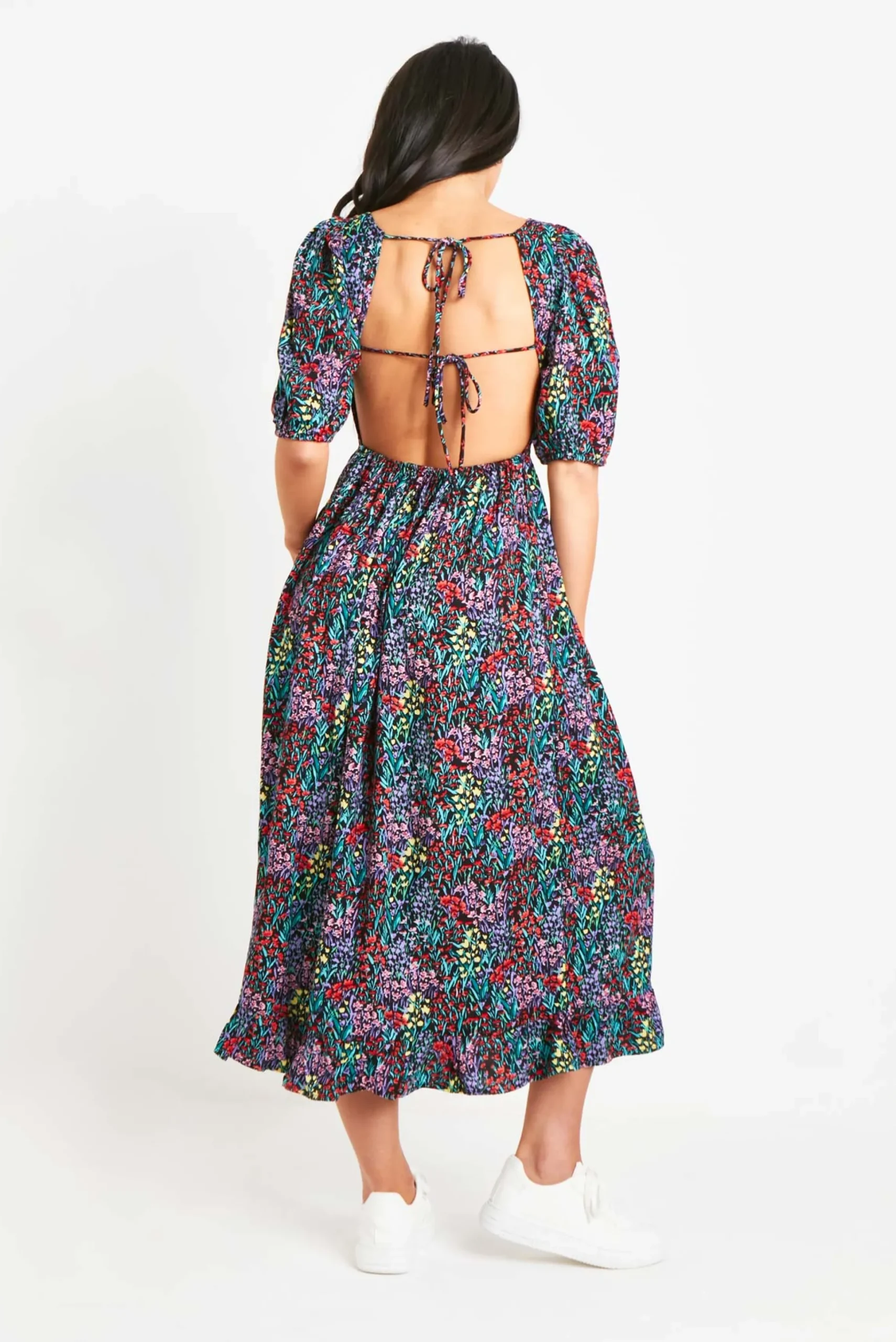 Cheap Fiona Black Floral Multi Printed Midi Dress Women Dresses