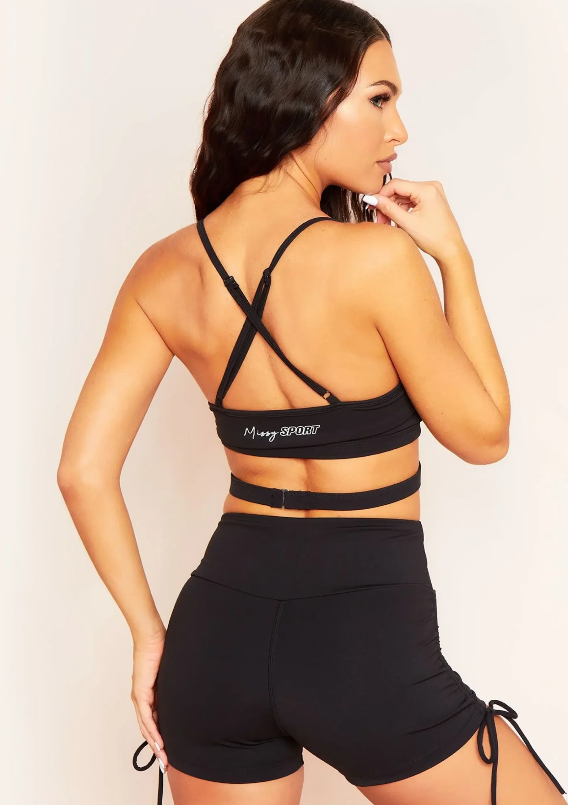 Fiona Black Missy Sport Cross Strap Gym Bralet^Missy Empire Outlet