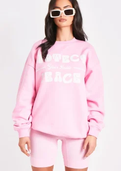 Sale Fleur Pink Protect Your Peace Oversized Sweatshirt Women Loungewear