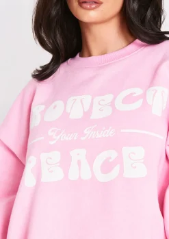 Sale Fleur Pink Protect Your Peace Oversized Sweatshirt Women Loungewear