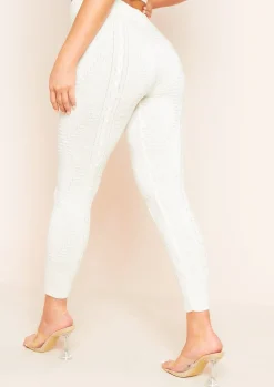 Flynn Cream Cable Knitted Ribbed Joggers^Missy Empire Discount
