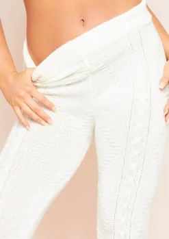 Flynn Cream Cable Knitted Ribbed Joggers^Missy Empire Discount