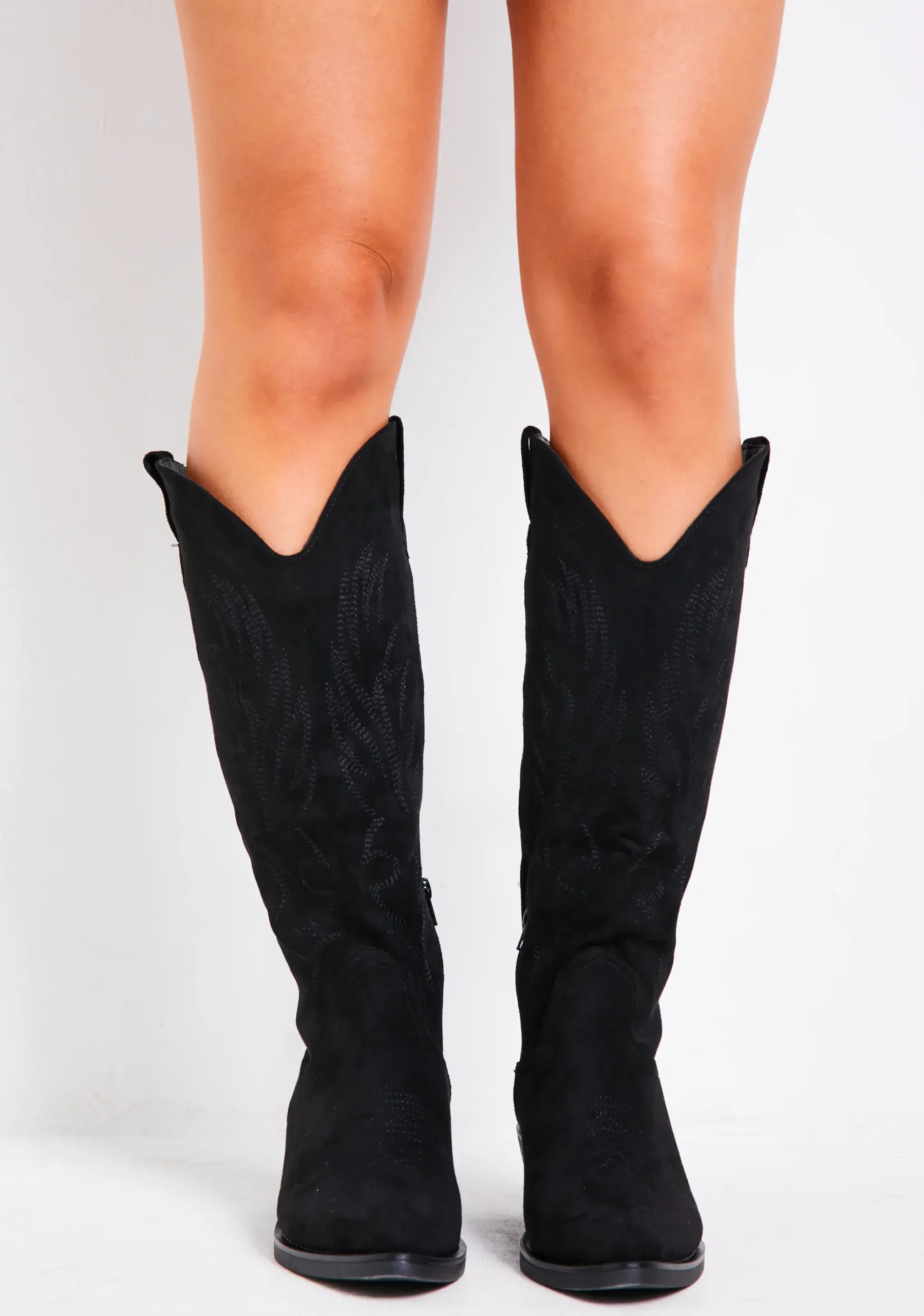 Best Gabby Black Suede Cowboy Boots Women Boots