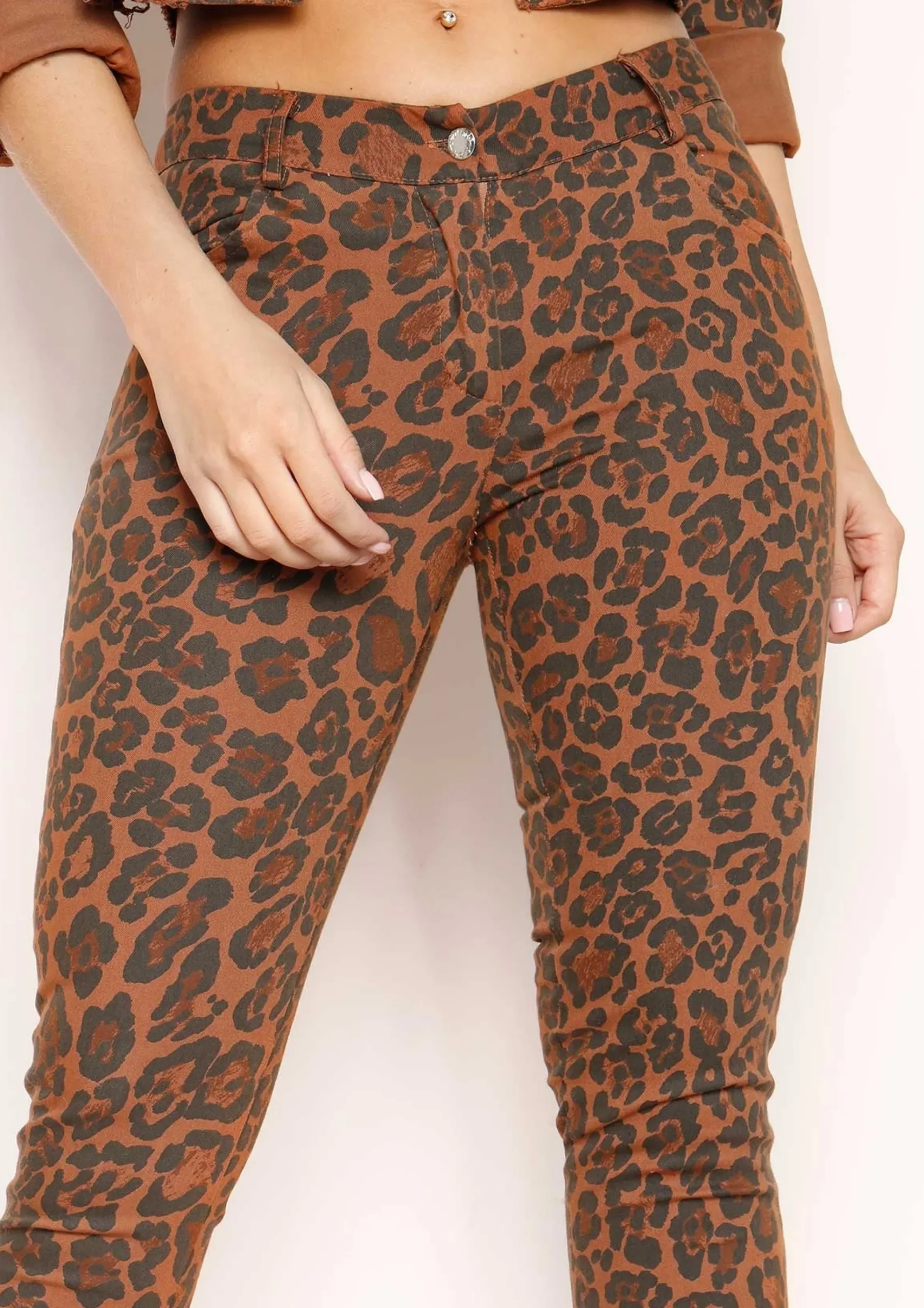 Geena Brown Leopard Print Jeans^Missy Empire Sale