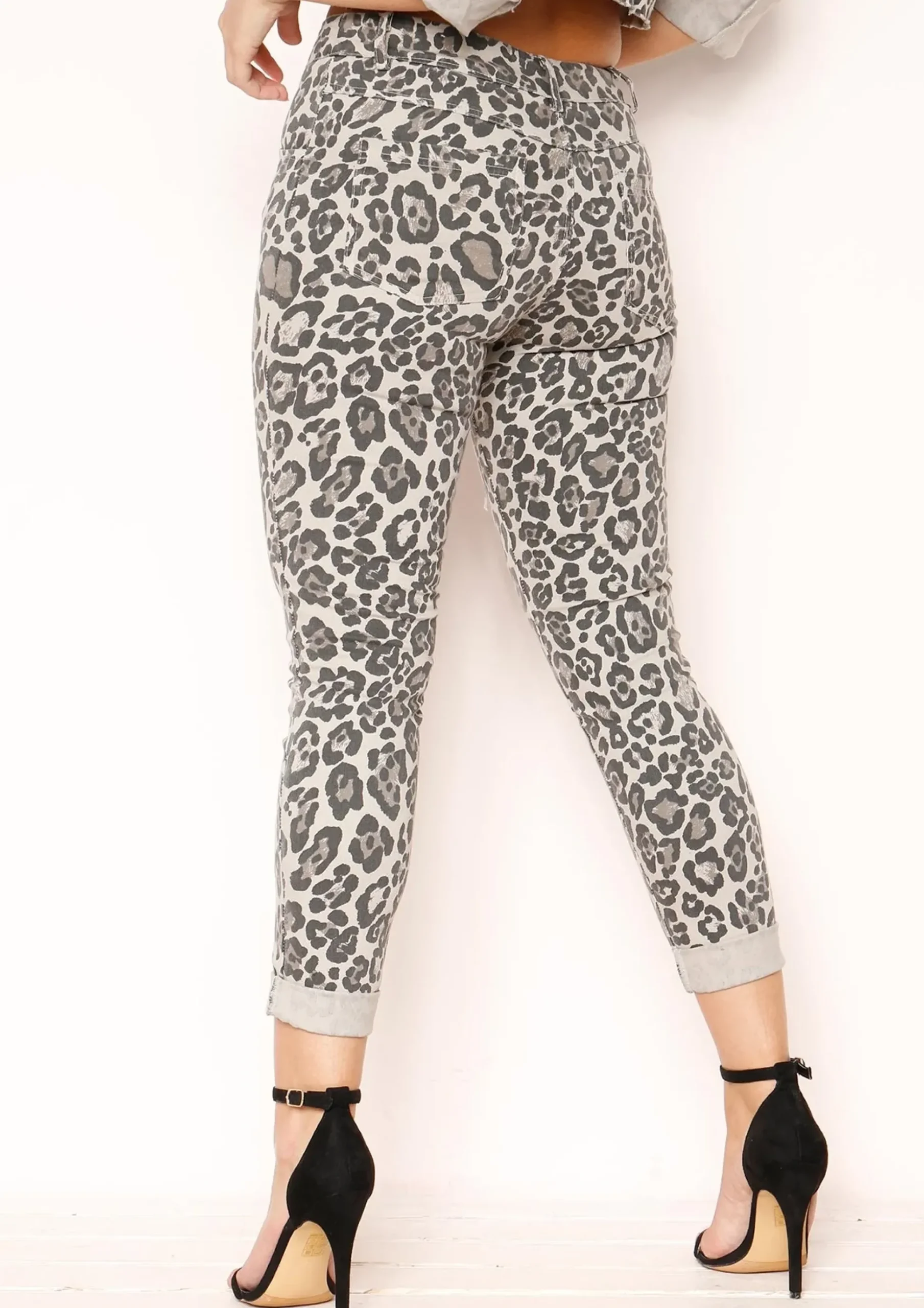Geena Grey Leopard Print Jeans^Missy Empire Cheap
