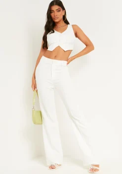 Clearance Georgia White Tailored Seam Detail Trousers Women Trousers