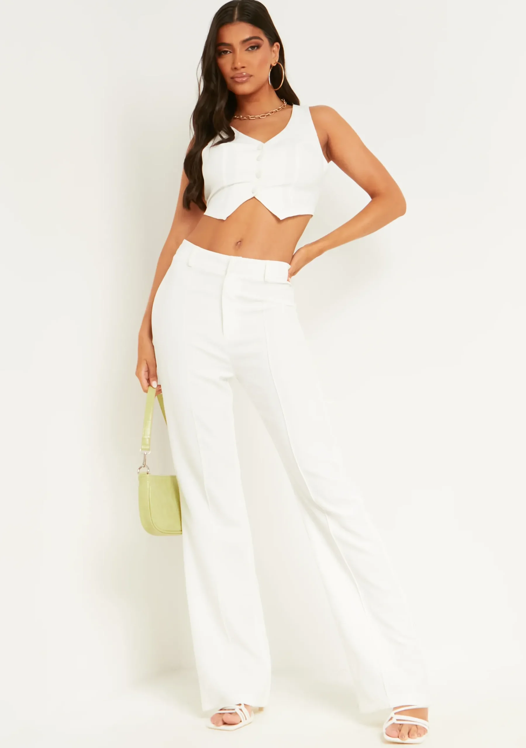 Clearance Georgia White Tailored Seam Detail Trousers Women Trousers
