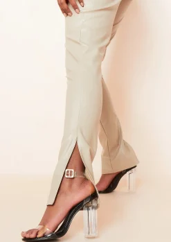 Cheap Georgie Stone Vegan Leather Side Split Leggings Women Leggings