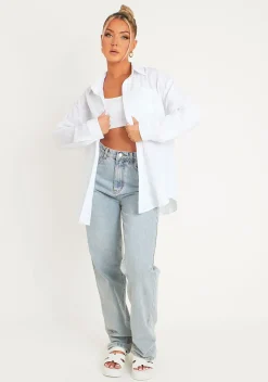 Giana White Linen Oversized Shirt^Missy Empire Discount