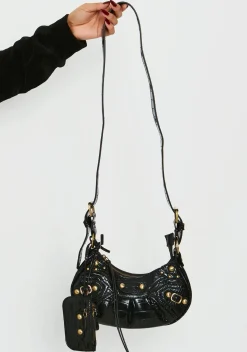 Online Gigi Black Croc Faux Leather Shoulder Bag Women Bags & Purses