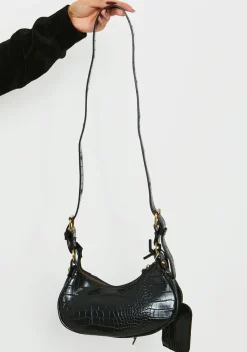 Online Gigi Black Croc Faux Leather Shoulder Bag Women Bags & Purses