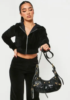 Online Gigi Black Croc Faux Leather Shoulder Bag Women Bags & Purses