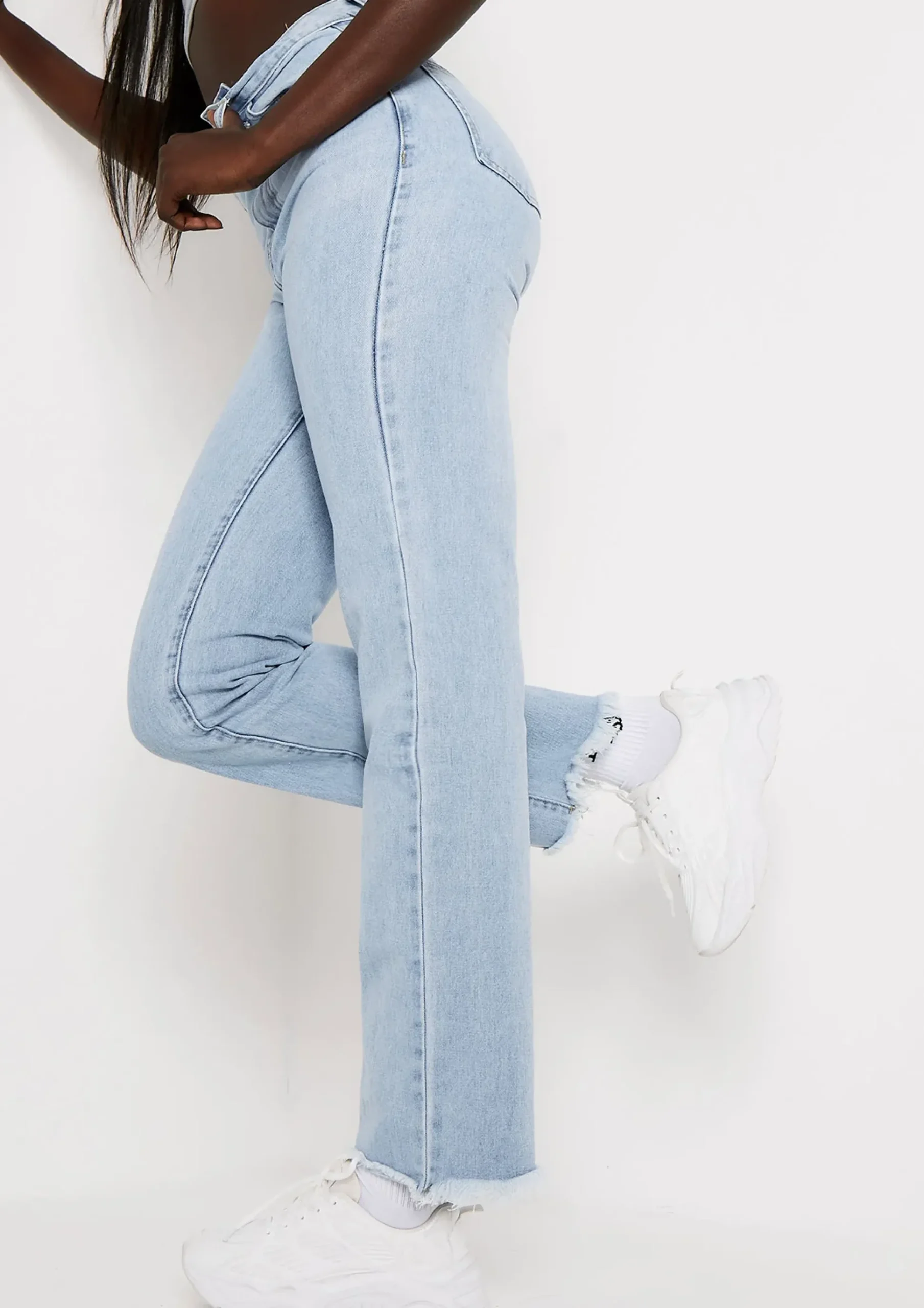 Gina Light Wash Raw Hem Denim Wide Leg Jeans^Missy Empire Shop
