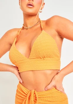 Gina Orange Textured Bead Detail Bralette^Missy Empire Store