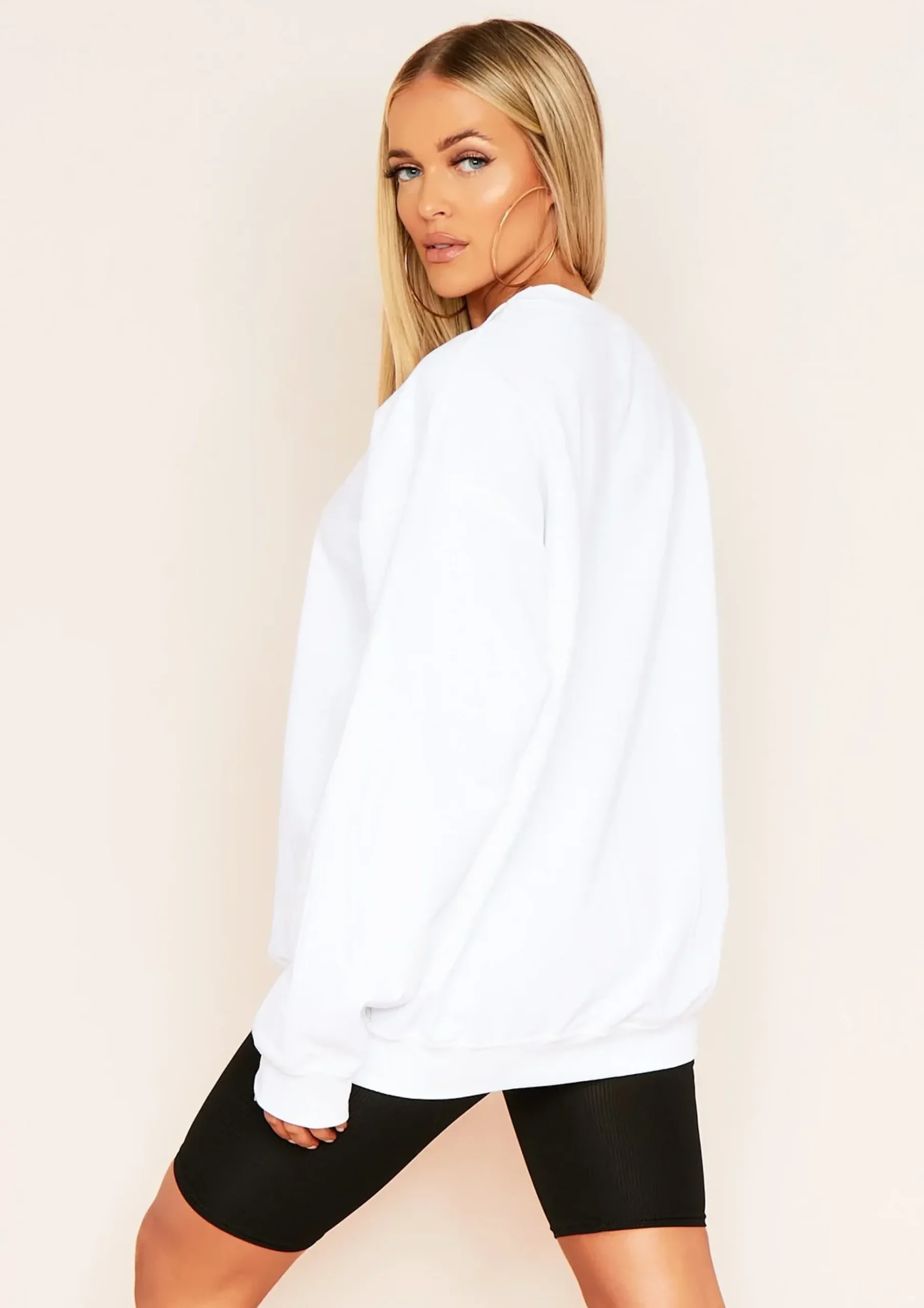 New Halyn White St. Moritz Slogan Oversized Sweatshirt Women Loungewear