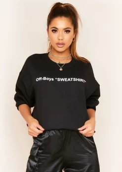 Handsa Black Slogan Off-Boys Sweatshirt^Missy Empire New
