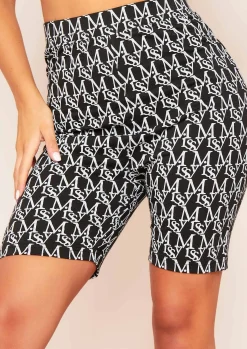 Cheap Hariet Black High Waist Missy Print Branded Cycle Shorts Women Shorts